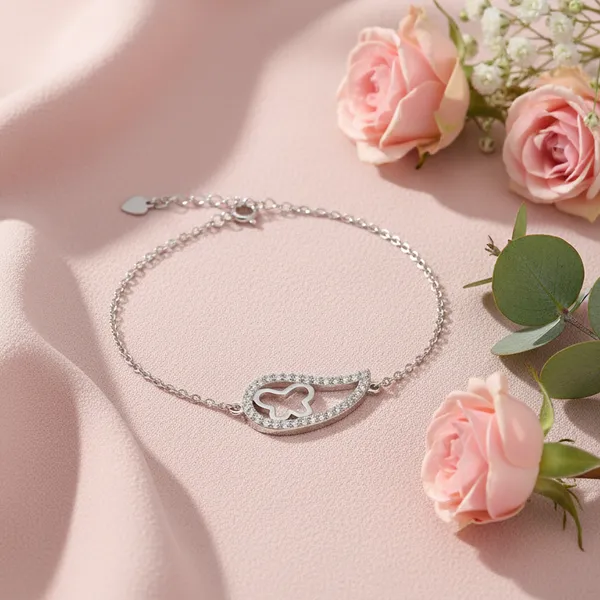 Silver_925_Sterling_Butterfly_Drop_Bracelet_For_Women