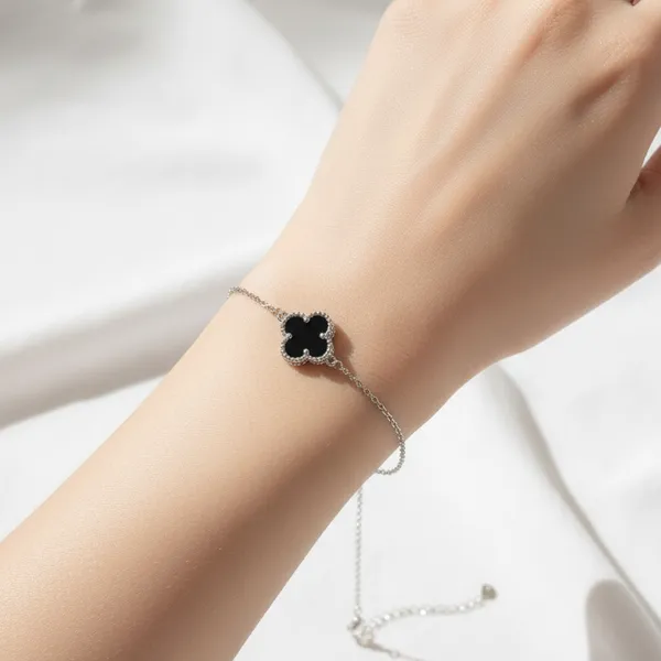 Silver_Black_925_Sterling_Noir_Clover_Bracelet_For_Women