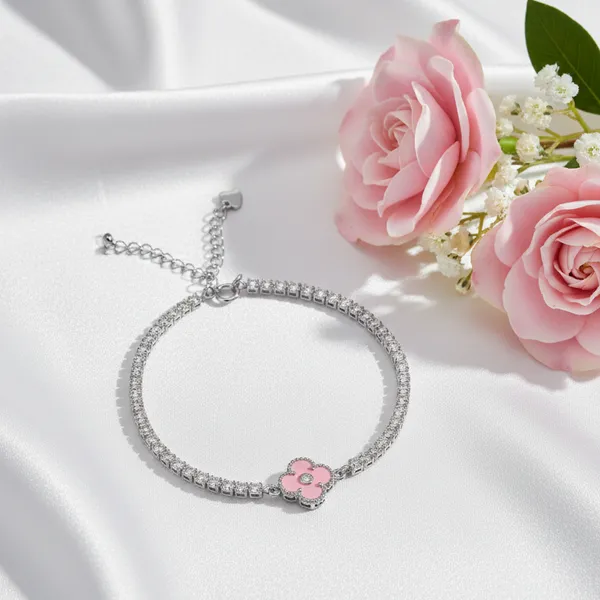 Silver_Pink_925_Sterling_Blush_Bloom_Tennis_Bracelet_For_Women