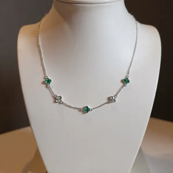 Sovia_Silver_Green_925_Sterling_Green_Clover_Chain_Necklace_For_Women