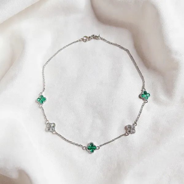 Sovia_Silver_Green_925_Sterling_Green_Clover_Chain_Necklace_For_Women