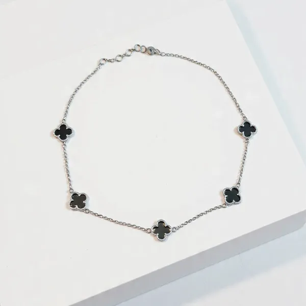 Silver_Black_925_Sterling_Black_Clover_Necklace_For_Women