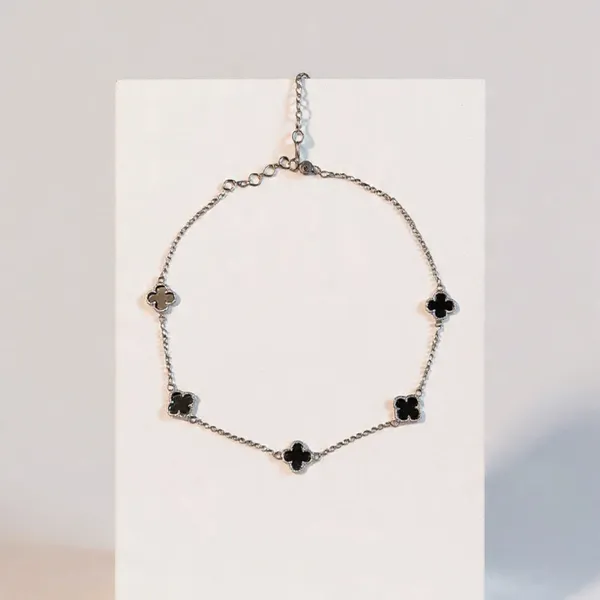 Silver_Black_925_Sterling_Black_Clover_Necklace_For_Women
