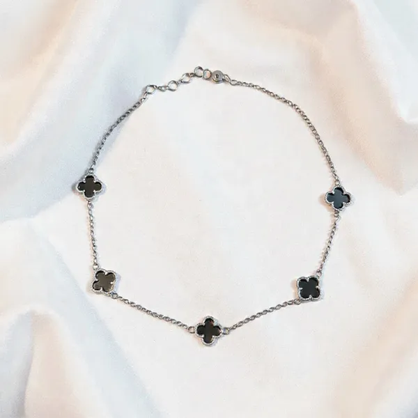 Silver_Black_925_Sterling_Black_Clover_Necklace_For_Women