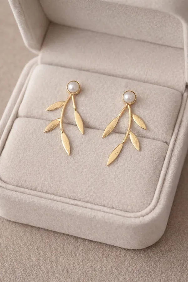 Leafy_Gold_Plated_Brass_Earrings_with_Real_Water_Pearl