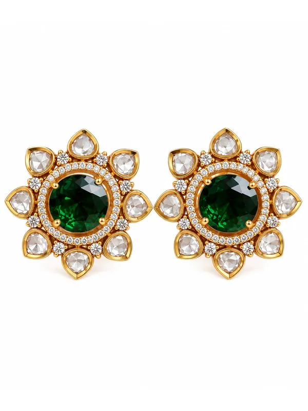 Emerald_Green_Doublet_Stone_Floral_Stud_Earrings