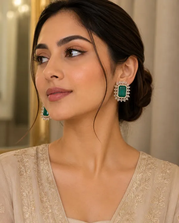 Emerald_Green_Rectangle_Statement_Earrings