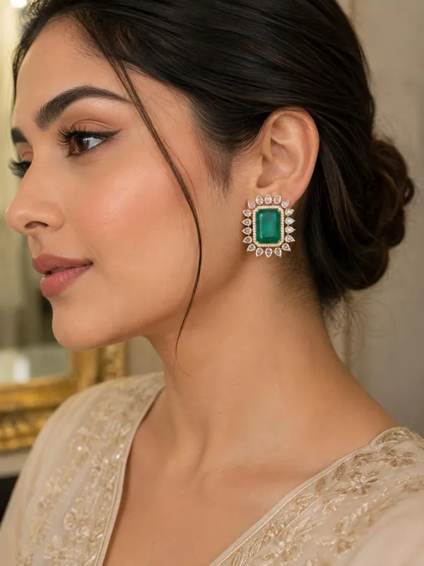 Emerald_Green_Rectangle_Statement_Earrings