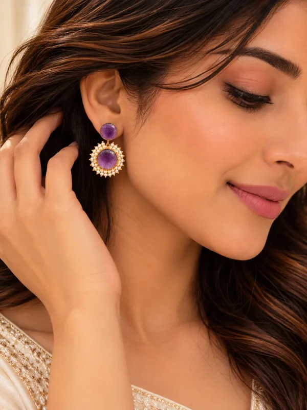 Purple_Amethyst_Stone_&_Pearl_Halo_Drop_Earrings