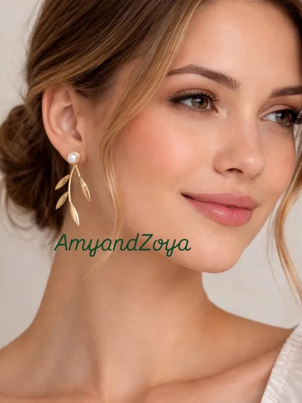 Leafy_Gold_Plated_Brass_Earrings_with_Real_Water_Pearl