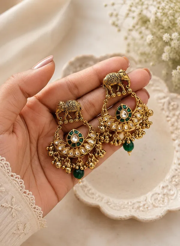 Royal_Elephant_Kundan_Chand_Bali_Jhumka_Earrings