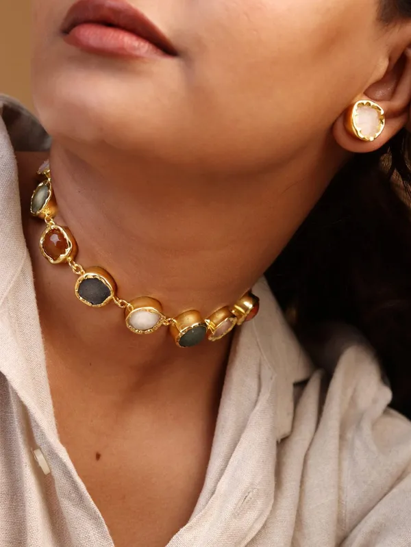Multicolor_Natural_Stone_Choker_Necklace_Set