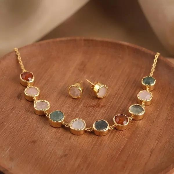 Multicolor_Natural_Stone_Choker_Necklace_Set