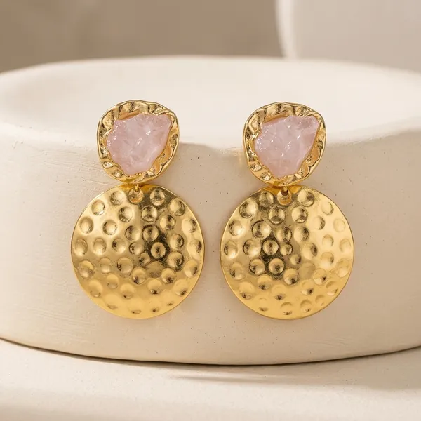 Stone_Top_Hammered_Coin_Drop_Earrings