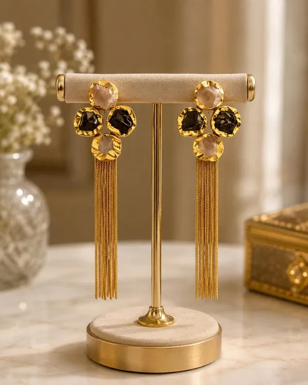 Celestia_Rose_&_Smoky_Quartz_Tassel_Earrings