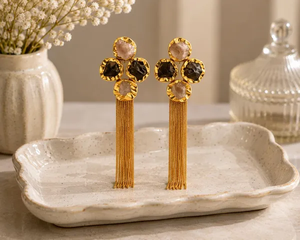 Celestia_Rose_&_Smoky_Quartz_Tassel_Earrings