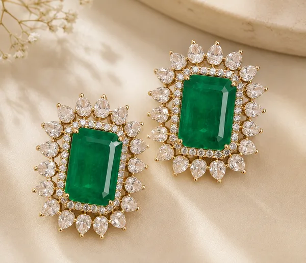 Emerald_Green_Rectangle_Statement_Earrings