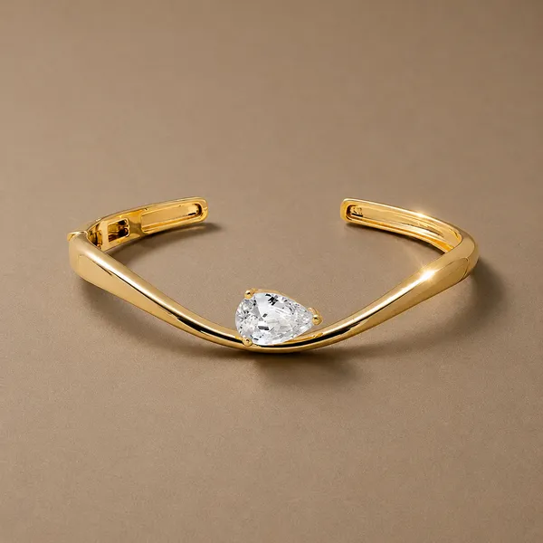 Teardrop_Zircon_Open_Cuff_Bracelet