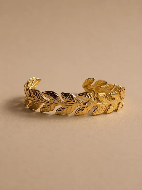 Golden_Laurel_Leaf_Cuff_Bracelet