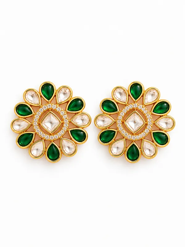 Emerald_Green_&_White_Crystal_Floral_Stud_Earrings