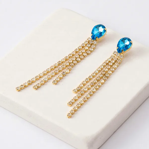 Gold_Toned_Blue_Stone_Tassel_Drop_Earrings_for_Women