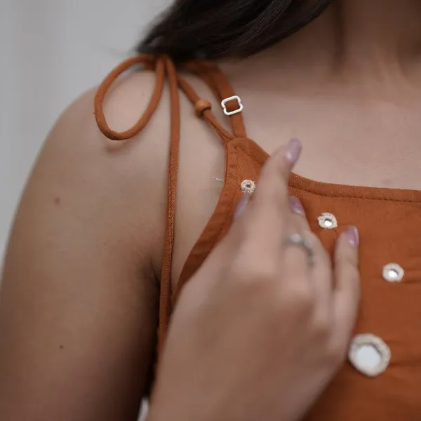 Rust_Sleeveless_Embellished_Kurta_Set_for_Women