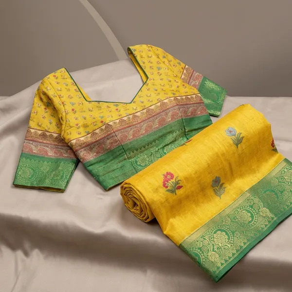 Yellow_Paithani_Silk_Saree_With_Border_For_Women