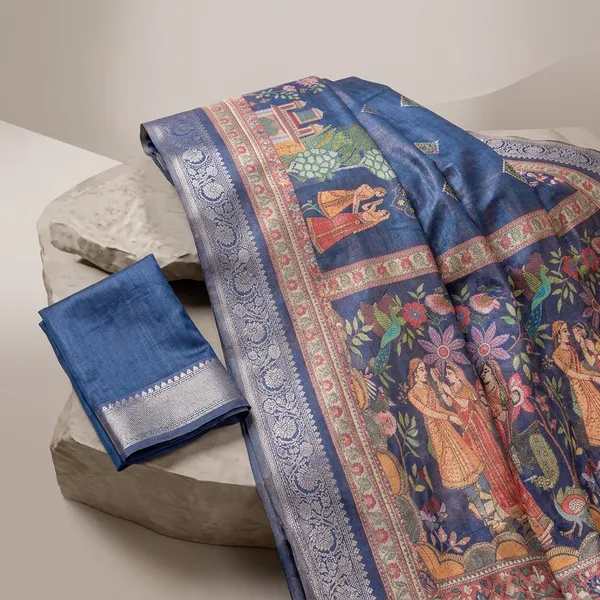 Blue_Banarasi_Silk_Paithani_Saree_For_Women