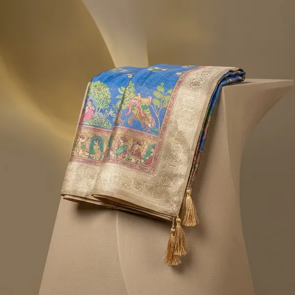 Blue_Banarasi_Silk_Paithani_Border_Saree_For_Women