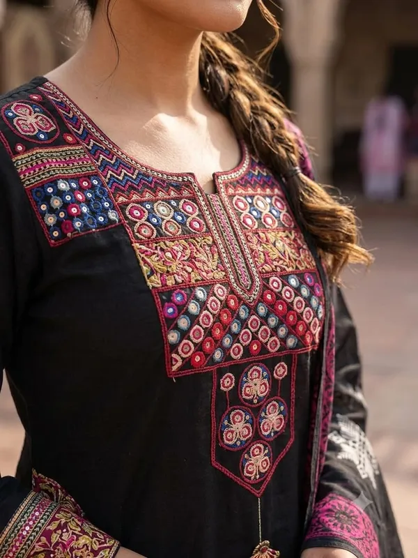 Black_Embroidered_Straight_Kurta_Set_for_Women