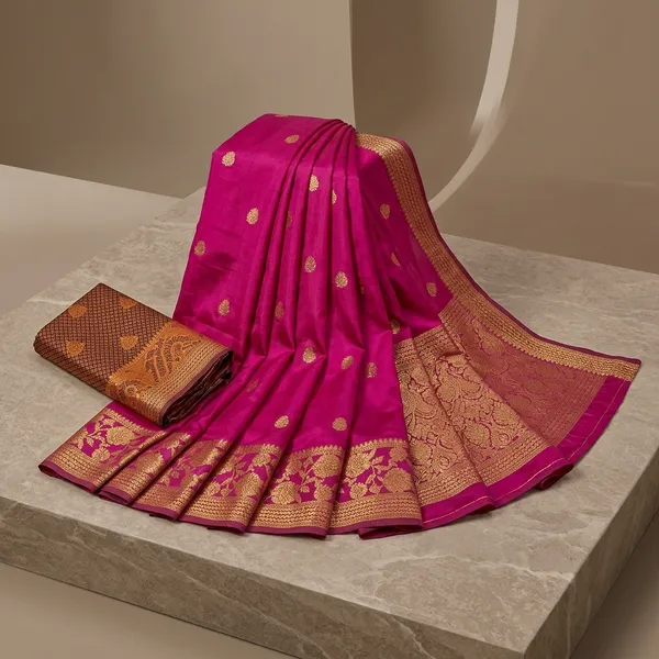 Magenta_Silk_Blend_Zari_Woven_Saree_For_Women