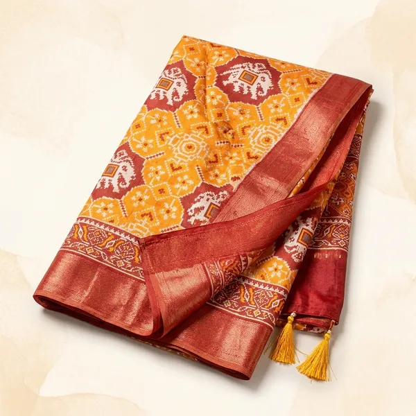 Yellow_Patola_Print_Silk_Saree_With_Red_Border_Patola_Style_High_Quality_Digital_Print_With_Jari_Weaving_On_Full_Saree_For_Women