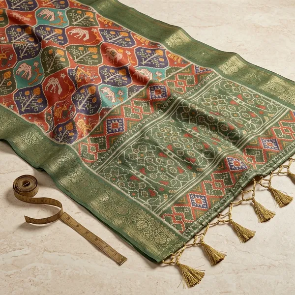 Multicolor_Banarasi_Silk_Printed_Patola_Style_High_Quality_Digital_Print_With_Jari_Weaving_On_Full_Saree_For_Women