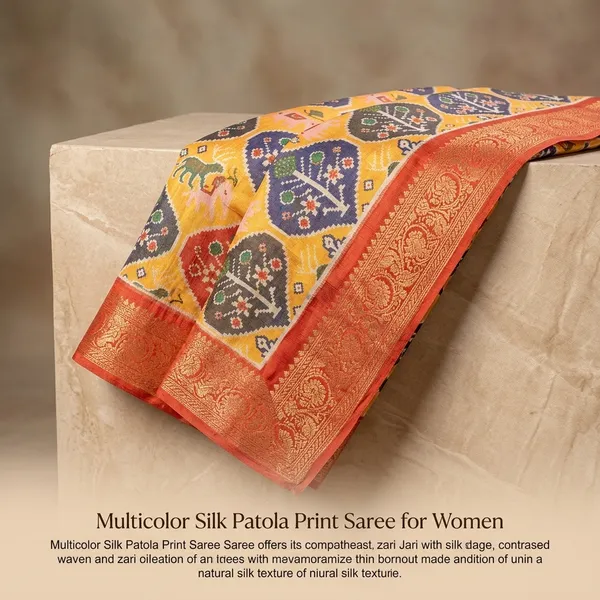 Multicolor_Silk_Patola_Print_Saree_For_Women_Patola_Style_High_Quality_Digital_Print_With_Jari_Weaving_On_Full_Saree_For_Women