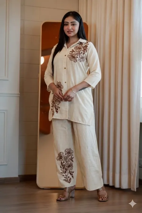 Cream_Embroidered_Straight_Kurta_Pant_Set_for_Women