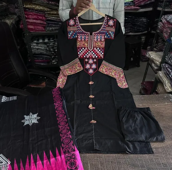 Black_Embroidered_Straight_Kurta_Set_for_Women