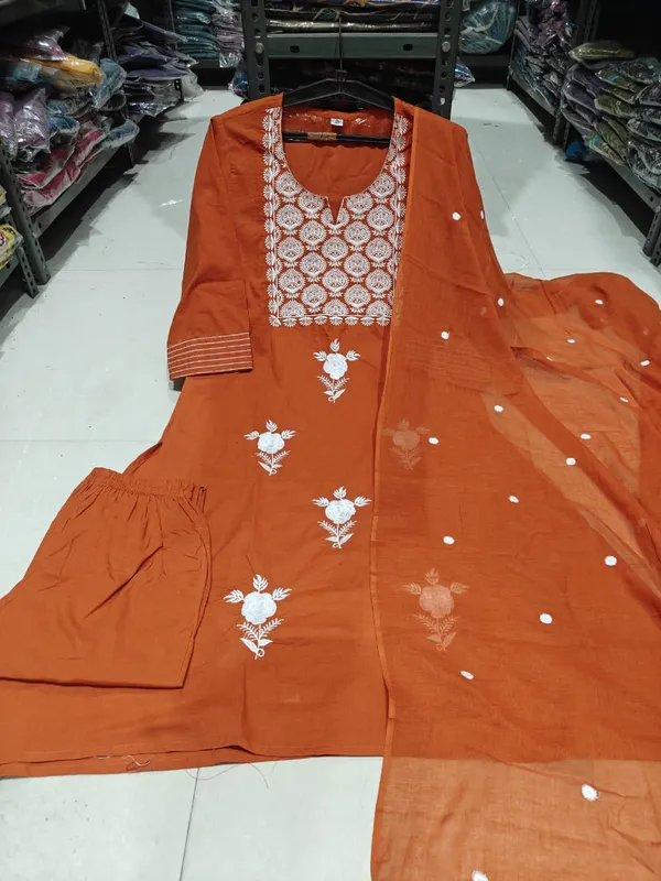 Orange_Embroidered_Straight_Kurta_Set_for_Women