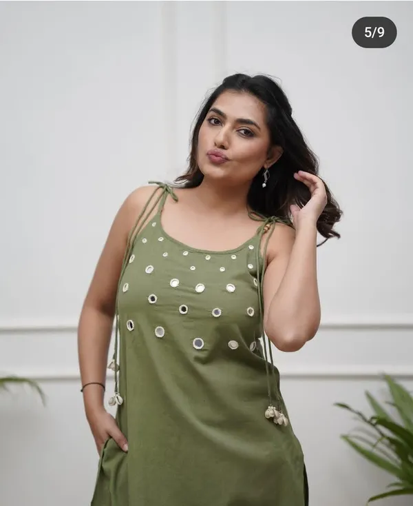 Olive_Green_Sleeveless_A_Line_Kurta_Set_for_Women