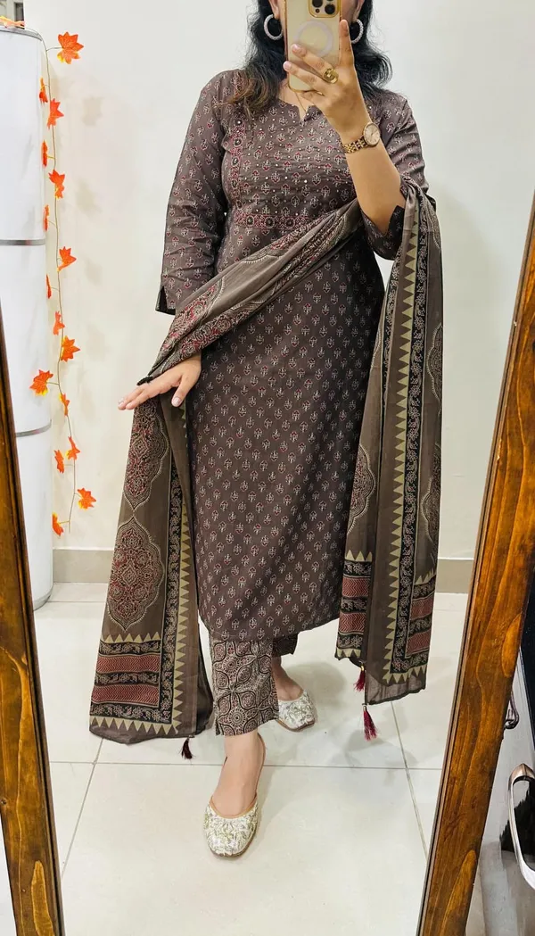 Brown_Printed_Straight_Kurta_Pant_Set_With_Dupatta_for_Women