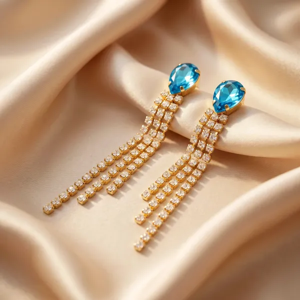 Gold_Toned_Blue_Stone_Tassel_Drop_Earrings_for_Women
