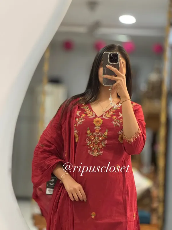 Maroon_Cotton_Embroidered_Kurta_Palazzo_Set_for_Women