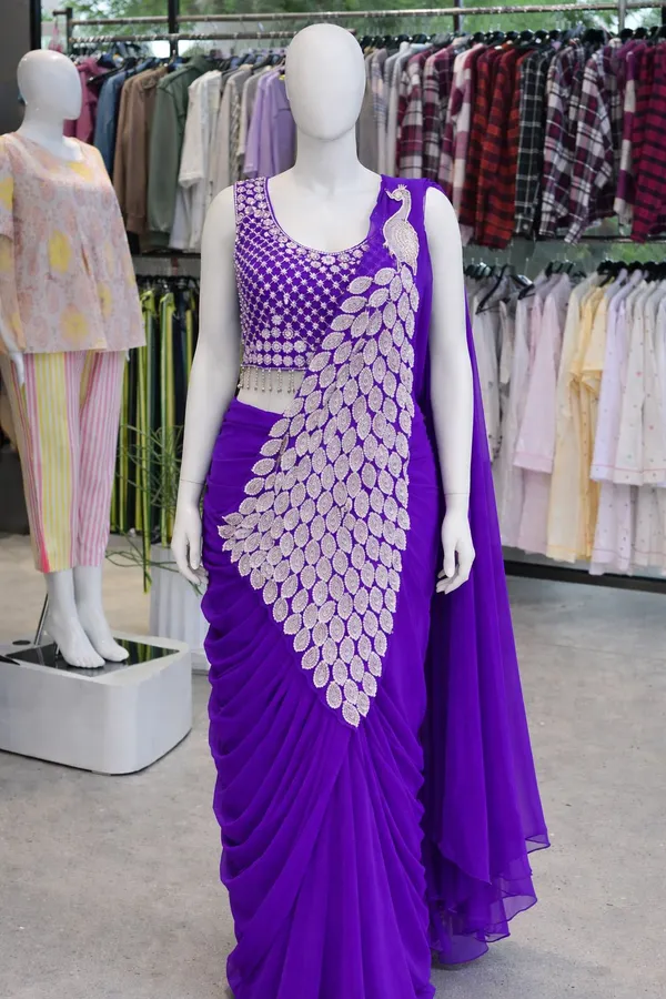 Pink_Georgette_Peacock_Embroidered_Draped_Saree_Gown_for_Women