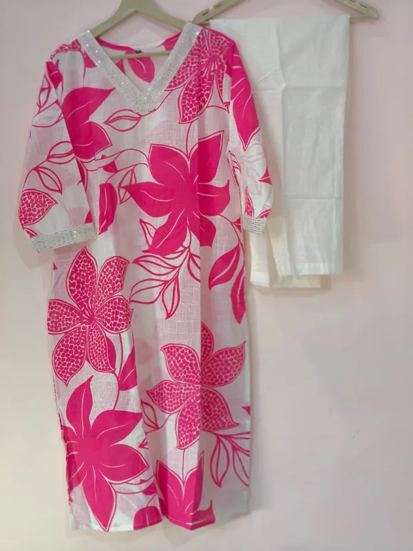 Pink_Cotton_Floral_Print_A-Line_Kurta_With_Palazzo_Set_for_Women