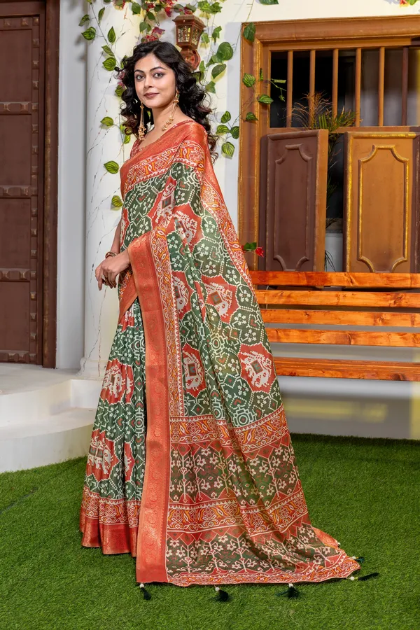 Green_Patola_Print_Silk_Patola_Style_High_Quality_Digital_Print_With_Jari_Weaving_On_Full_Saree_For_Women