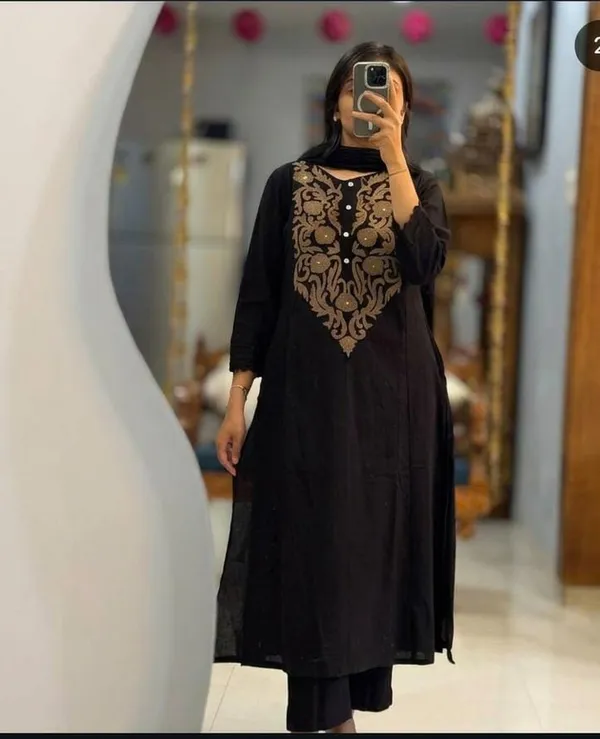Black_Embroidered_Straight_Kurta_Set_for_Women