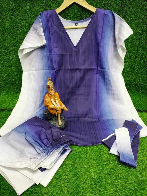 Blue_Ombre_Cotton_V-Neck_Kurti_Palazzo_Set_for_Women