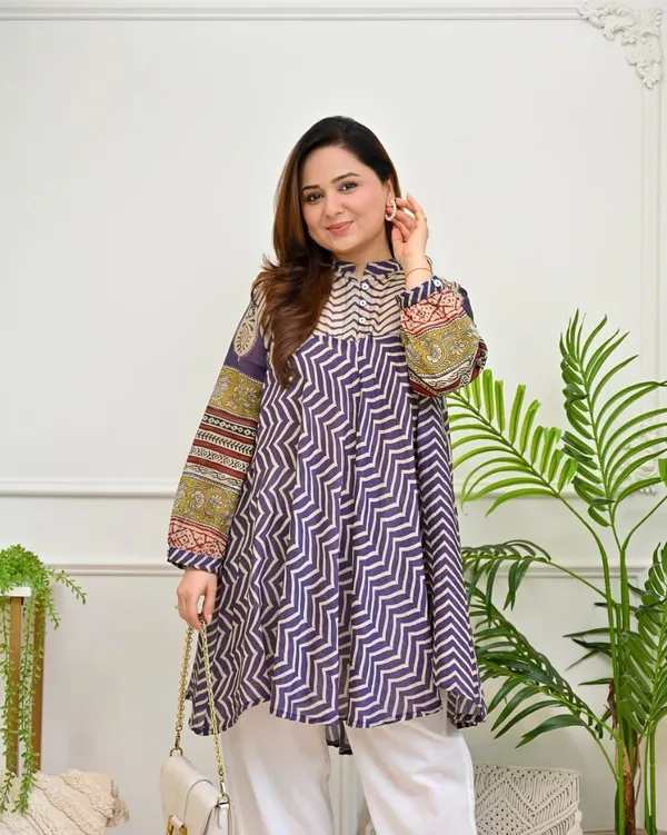 Purple_Chevron_Print_Cotton_A-Line_Tunic_for_Women