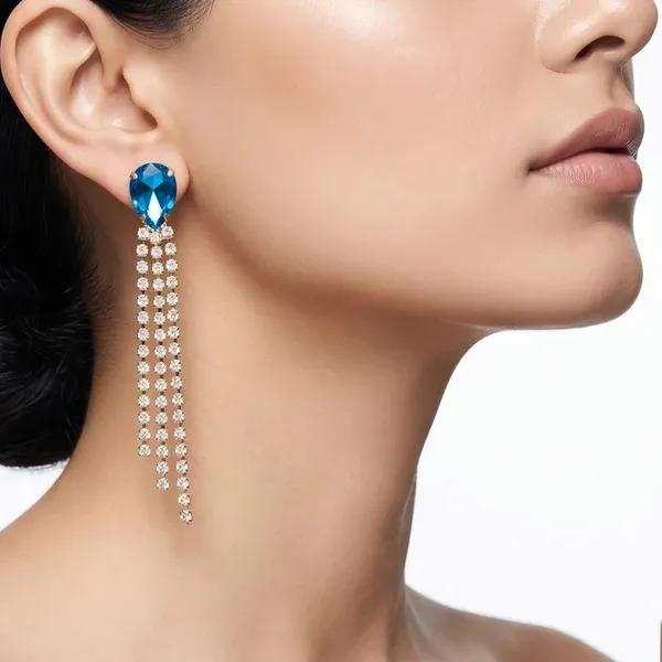 Gold_Toned_Blue_Stone_Tassel_Drop_Earrings_for_Women