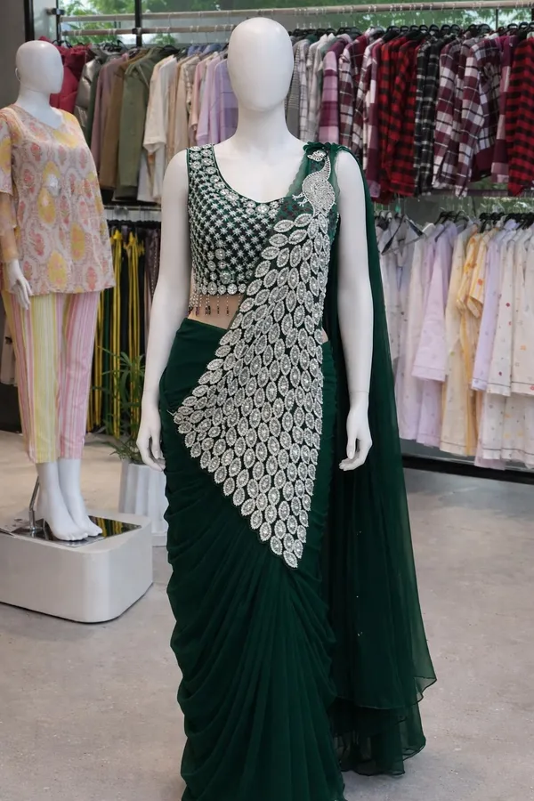 Green_Georgette_Embroidered_Peacock_Motif_Ready-to-Wear_Saree_for_Women