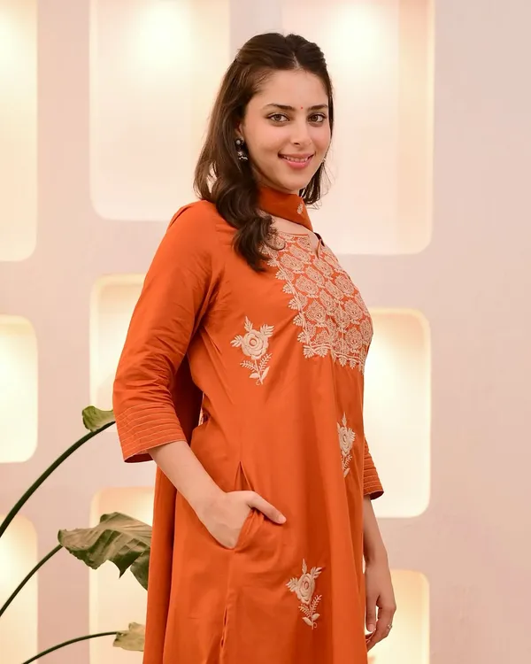 Orange_Embroidered_Straight_Kurta_Set_for_Women
